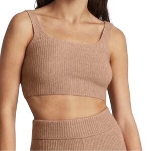 Everlane The Cozy Stretch Tank Crop Camel Top Wool Blend NWT Size Small